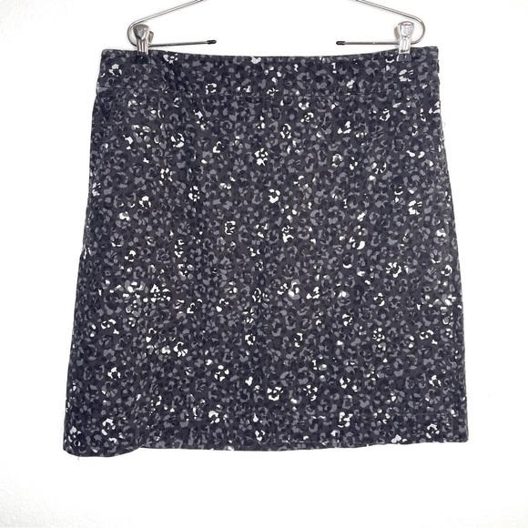 NWT Talbots Corduroy Leopard Print Gray Skirt - Picture 1 of 6